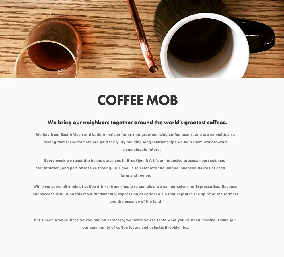 Coffee Mob web content