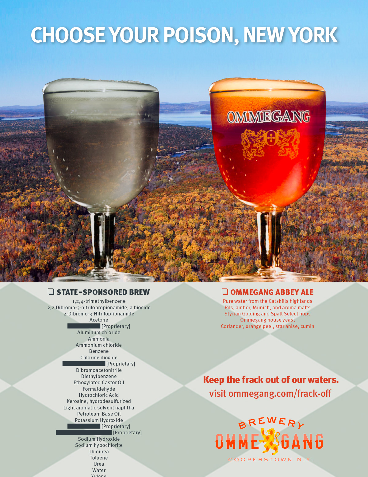 Ommegang Abbey Ale anti-fracking print ad