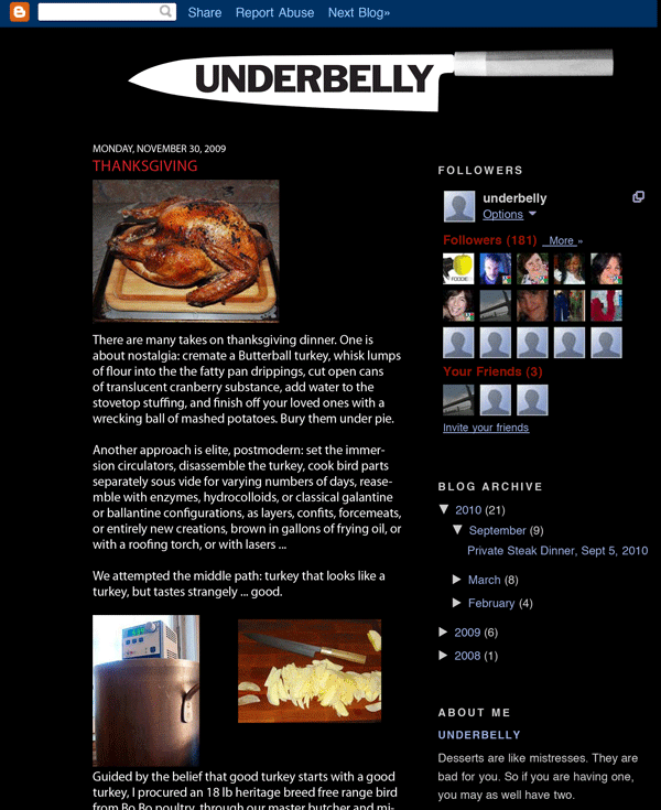 Underbelly blog page